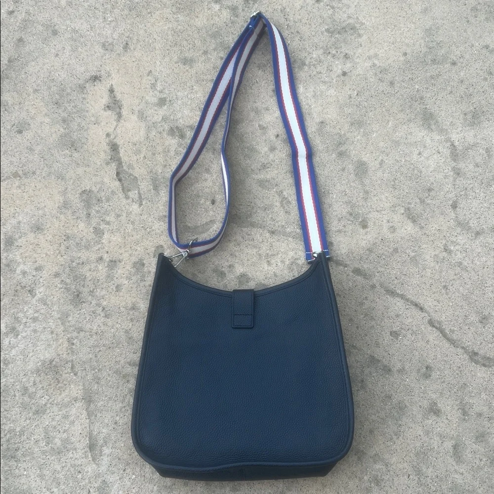 Talbots Navy Blue Leather Bucket Crossbody Purse